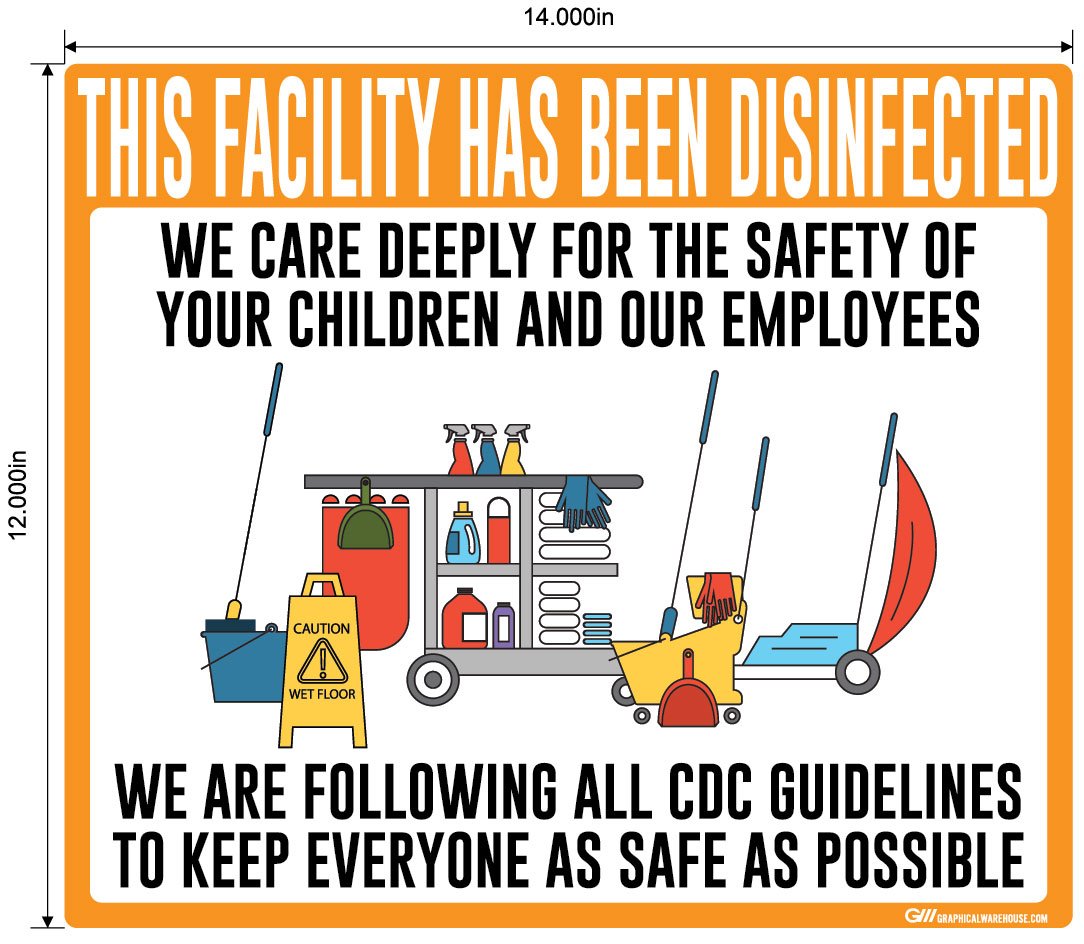 "Facility Disinfected for the Safety of your Children" Version 2- Adhesive Durable Vinyl Decal- Various Sizes/Colors Available