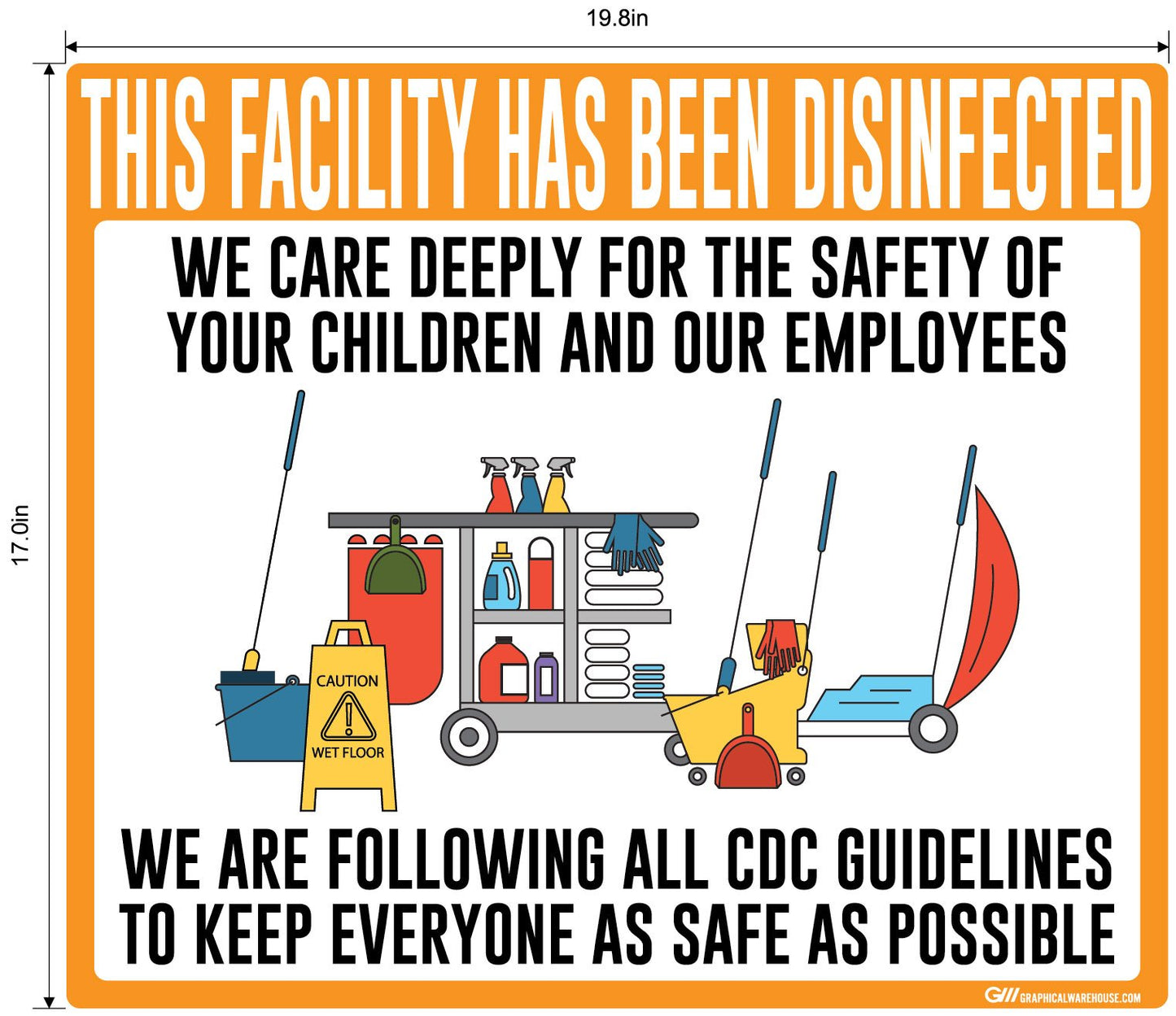 "Facility Disinfected for the Safety of your Children" Version 2- Adhesive Durable Vinyl Decal- Various Sizes/Colors Available