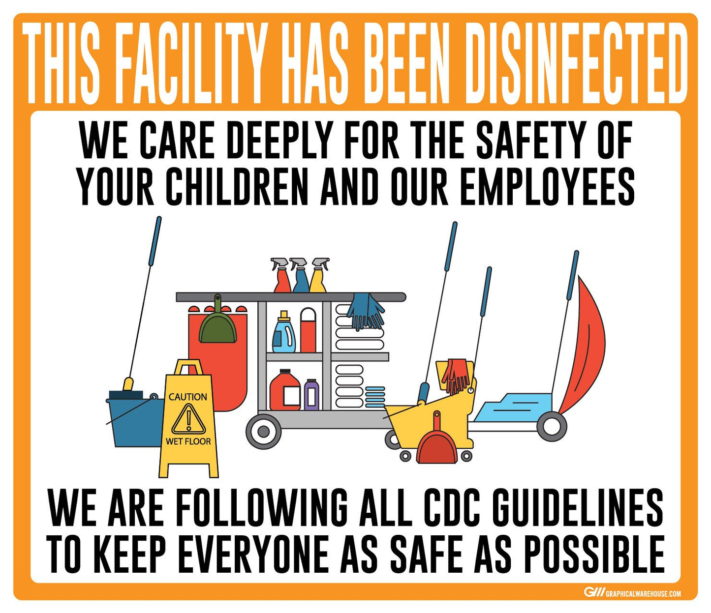 "Facility Disinfected for the Safety of your Children" Version 2- Adhesive Durable Vinyl Decal- Various Sizes/Colors Available