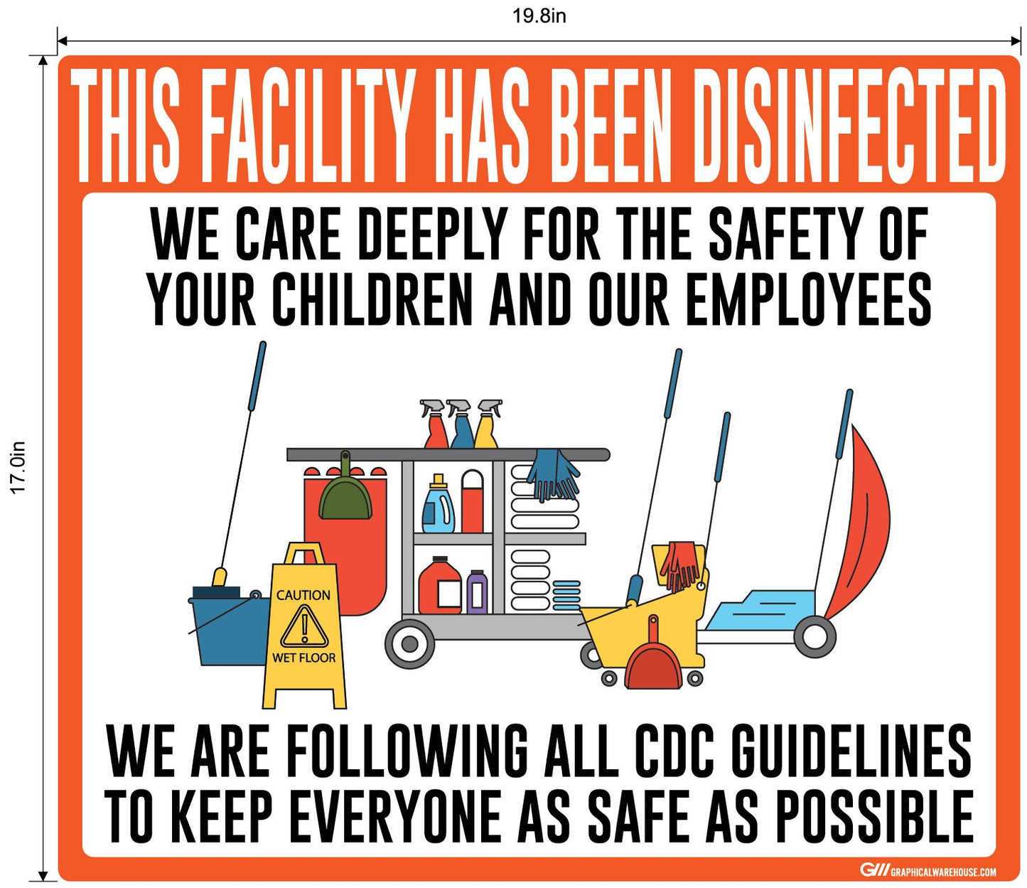 "Facility Disinfected for the Safety of your Children" Version 2- Adhesive Durable Vinyl Decal- Various Sizes/Colors Available