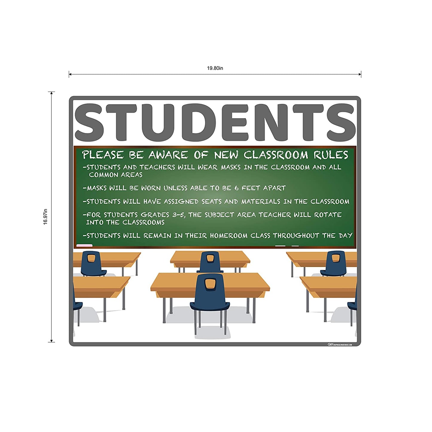 "School Classroom Rules" Adhesive Durable Vinyl Decal- Various Sizes/Colors Available