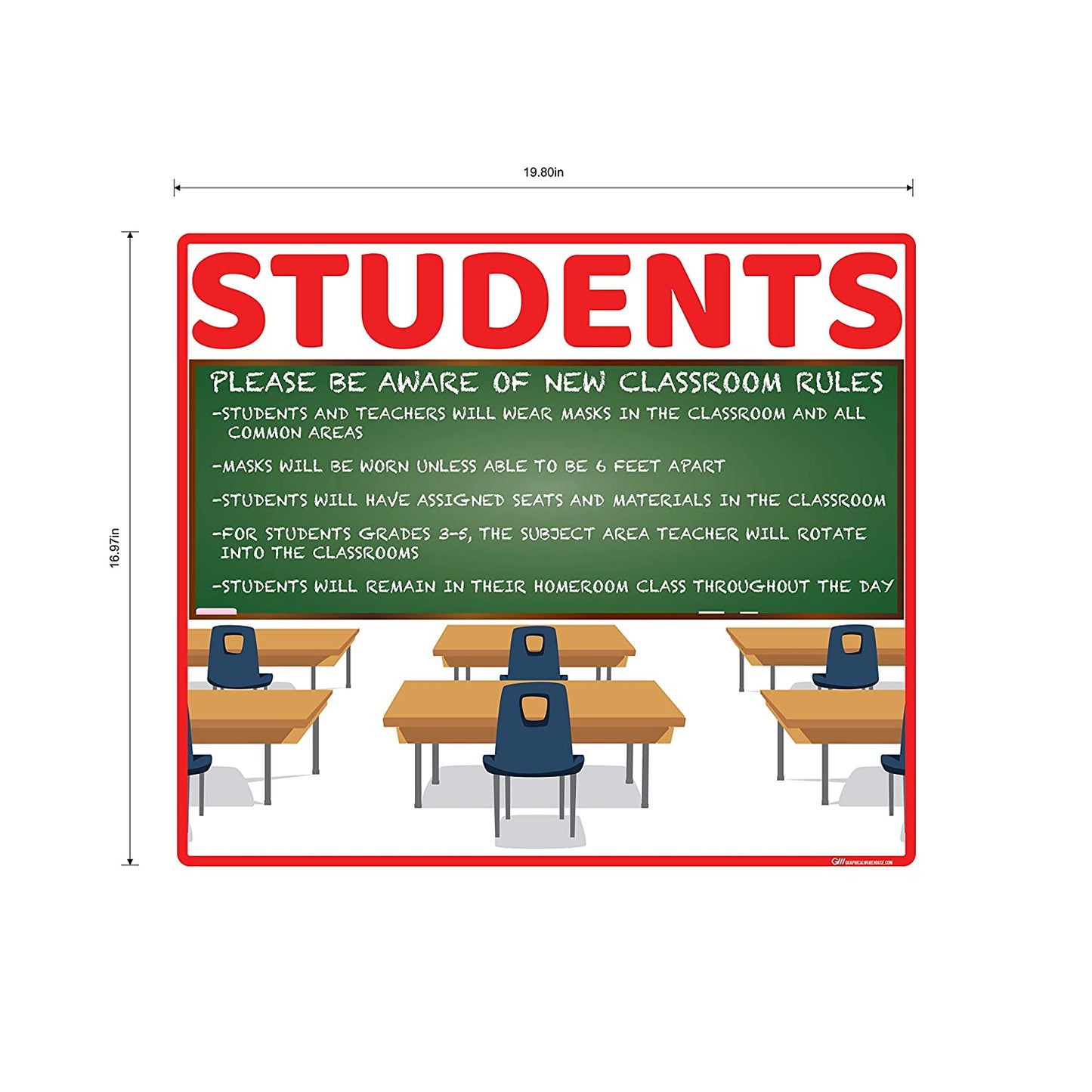 "School Classroom Rules" Adhesive Durable Vinyl Decal- Various Sizes/Colors Available