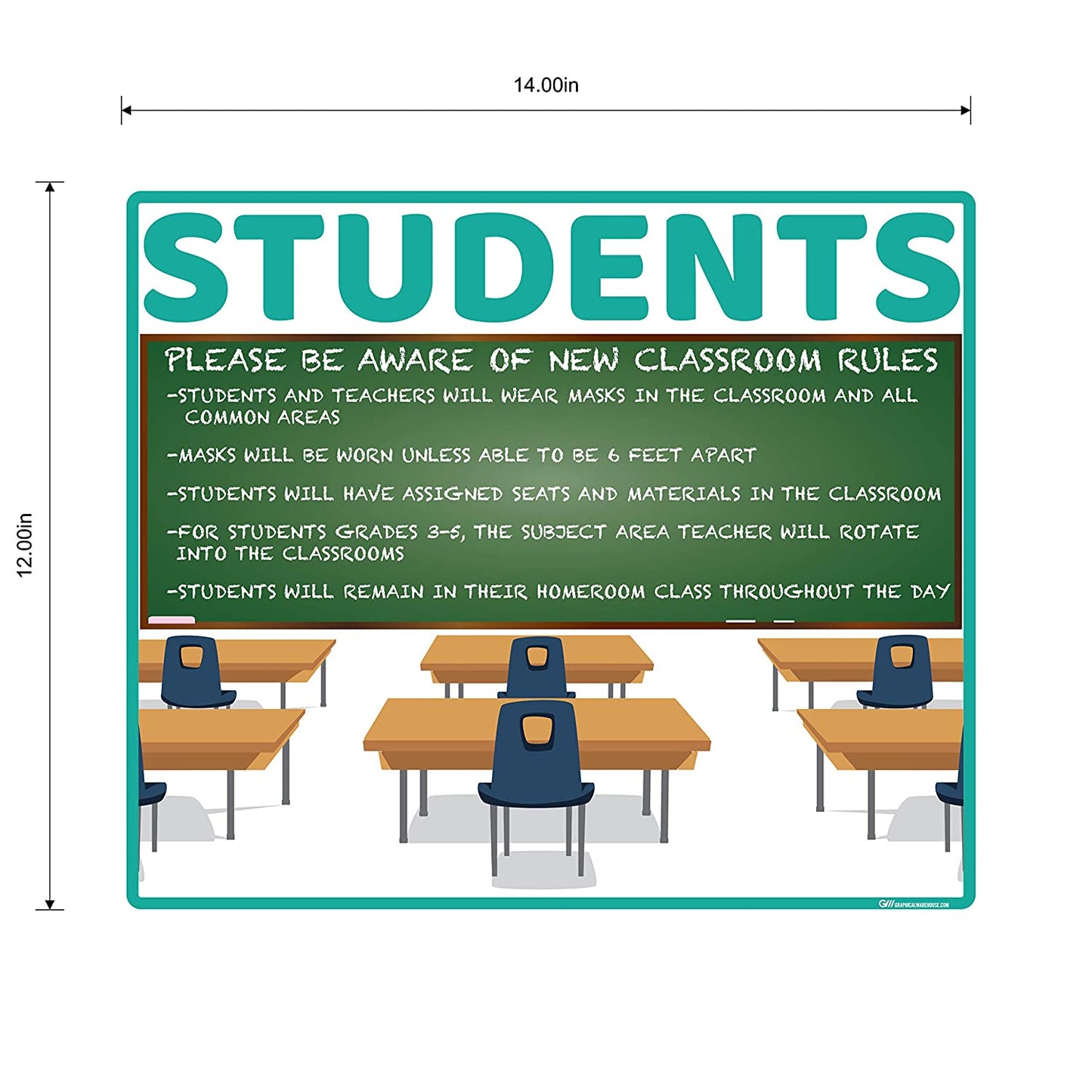 "School Classroom Rules" Adhesive Durable Vinyl Decal- Various Sizes/Colors Available