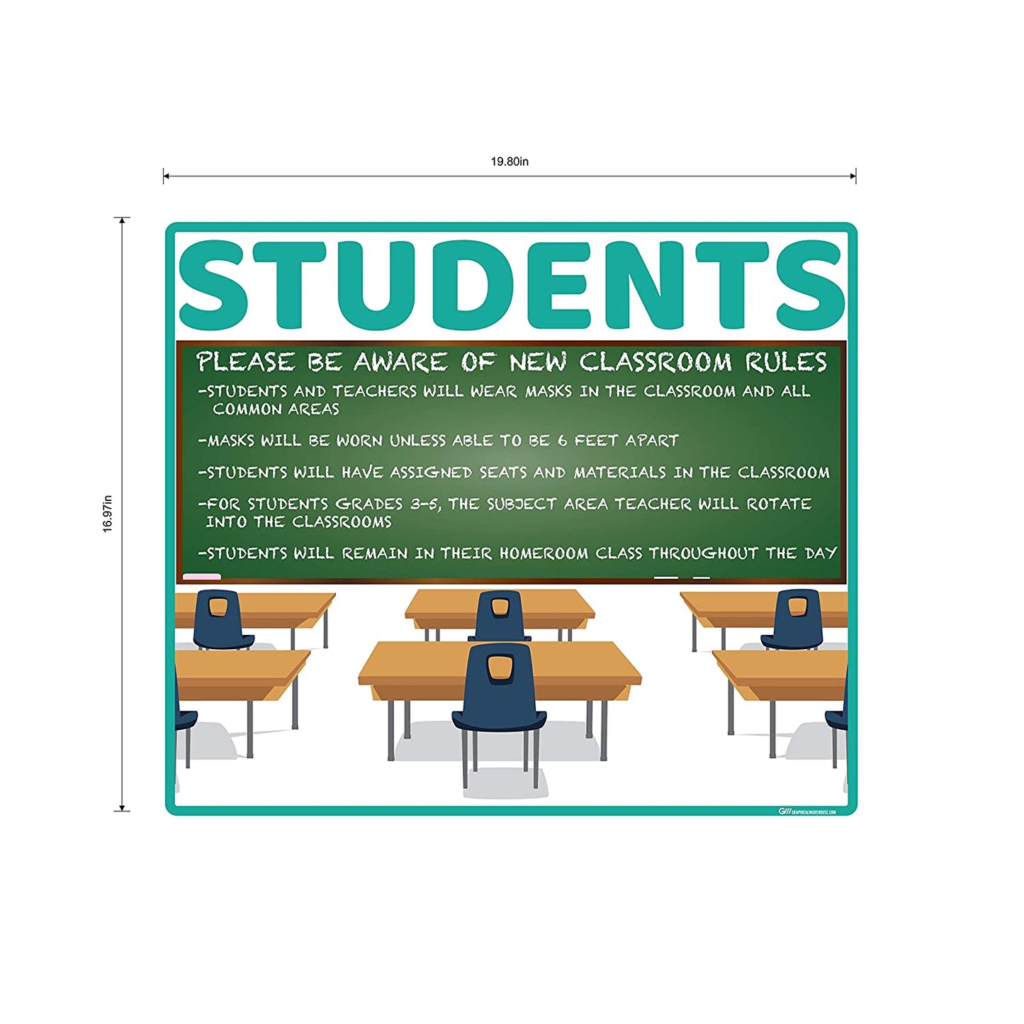 "School Classroom Rules" Adhesive Durable Vinyl Decal- Various Sizes/Colors Available