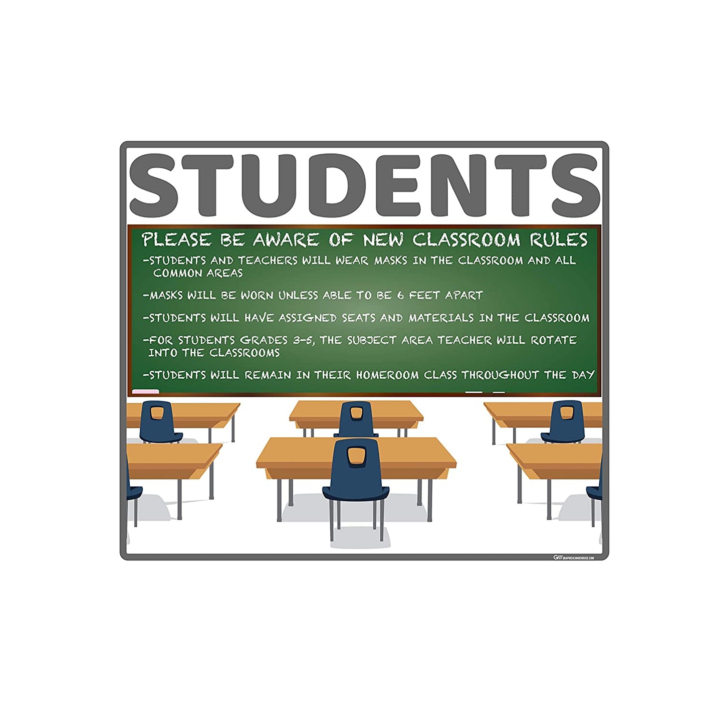 "School Classroom Rules" Adhesive Durable Vinyl Decal- Various Sizes/Colors Available