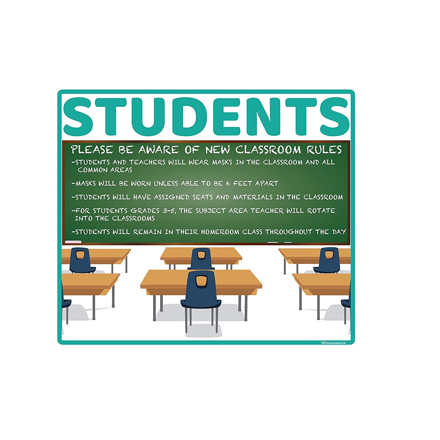 "School Classroom Rules" Adhesive Durable Vinyl Decal- Various Sizes/Colors Available